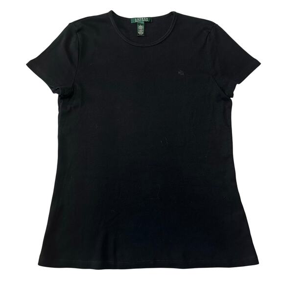 Lauren Ralph Lauren Women’s Large Short Sleeve Round Neck Stretch Cotton T-Shirt - Picture 1 of 7